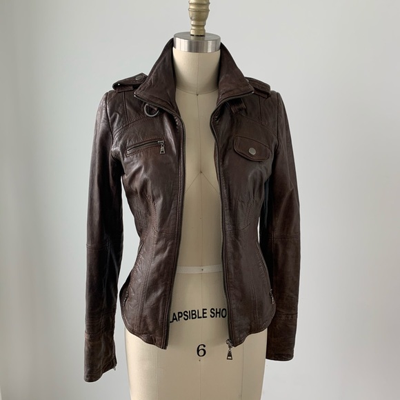 Danier Jackets & Blazers - Danier Brown Leather Jacket 3XS